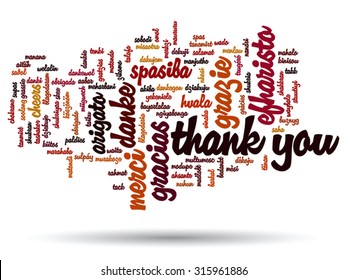 Vector concept or conceptual abstract thank you word cloud in different languages or multilingual for education or thanksgiving day, metaphor to appreciation, multicultural, friendship, tourism travel