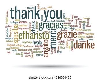 Vector concept or conceptual abstract thank you word cloud in different languages or multilingual for education or thanksgiving day, metaphor to appreciation, multicultural, friendship, tourism travel