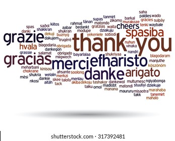 Vector concept or conceptual abstract thank you word cloud in different languages or multilingual for education or thanksgiving day, metaphor to appreciation, multicultural, friendship, tourism travel