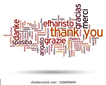 Concepto vectorial o abstracto conceptual gracias nube de palabras en diferentes idiomas o multilingüe para la educación o día de acción de gracias, metáfora a la apreciación, multicultural, amistad, viaje turístico