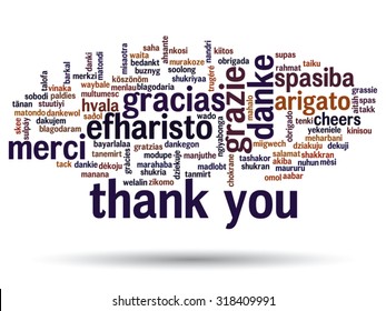 Vector concept or conceptual abstract thank you word cloud in different languages or multilingual for education or thanksgiving day, metaphor to appreciation, multicultural, friendship, tourism travel