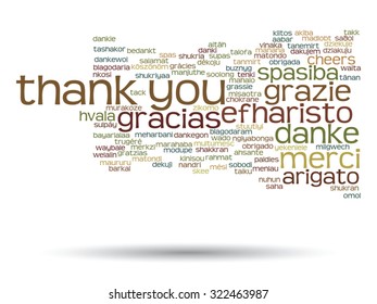 Vector concept or conceptual abstract thank you word cloud in different languages or multilingual for education or thanksgiving day, metaphor to appreciation, multicultural, friendship, tourism travel