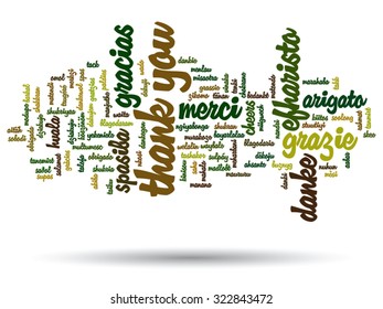 Vector concept or conceptual abstract thank you word cloud in different languages or multilingual for education or thanksgiving day, metaphor to appreciation, multicultural, friendship, tourism travel