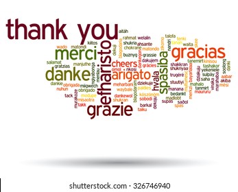 Vector concept or conceptual abstract thank you word cloud in different languages or multilingual for education or thanksgiving day, metaphor to appreciation, multicultural, friendship, tourism travel