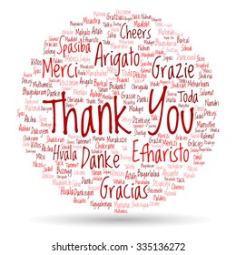 Vector concept or conceptual abstract thank you word cloud in different languages or multilingual for education or thanksgiving day, metaphor to appreciation, multicultural, friendship, tourism travel