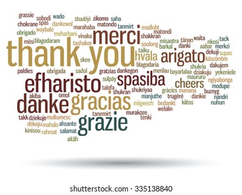 Vector concept or conceptual abstract thank you word cloud in different languages or multilingual for education or thanksgiving day, metaphor to appreciation, multicultural, friendship, tourism travel