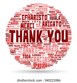 Vector concept or conceptual abstract thank you word cloud in different languages or multilingual for education or thanksgiving day, metaphor to appreciation, multicultural, friendship, tourism travel