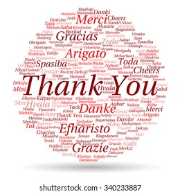 Vector concept or conceptual abstract thank you word cloud in different languages or multilingual for education or thanksgiving day, metaphor to appreciation, multicultural, friendship, tourism travel