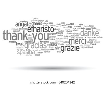 Vector concept or conceptual abstract thank you word cloud in different languages or multilingual for education or thanksgiving day, metaphor to appreciation, multicultural, friendship, tourism travel