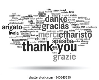 Vector concept or conceptual abstract thank you word cloud in different languages or multilingual for education or thanksgiving day, metaphor to appreciation, multicultural, friendship, tourism travel