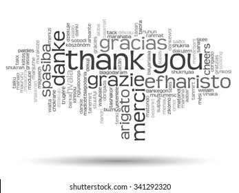 Vector concept or conceptual abstract thank you word cloud in different languages or multilingual for education or thanksgiving day, metaphor to appreciation, multicultural, friendship, tourism travel