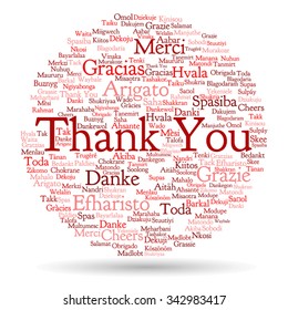 Vector concept or conceptual abstract thank you word cloud in different languages or multilingual for education or thanksgiving day, metaphor to appreciation, multicultural, friendship, tourism travel