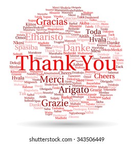 Vector concept or conceptual abstract thank you word cloud in different languages or multilingual for education or thanksgiving day, metaphor to appreciation, multicultural, friendship, tourism travel