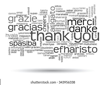 Vector concept or conceptual abstract thank you word cloud, different languages or multilingual for education or thanksgiving day, metaphor to appreciation, multicultural, friendship, tourism travel