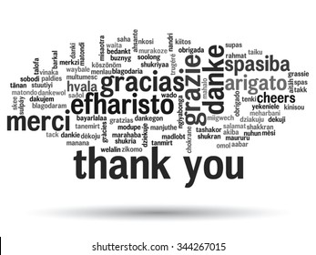 Vector concept or conceptual abstract thank you word cloud in different languages or multilingual for education or thanksgiving day, metaphor to appreciation, multicultural, friendship, tourism travel