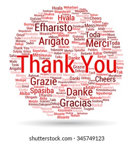 Vector concept or conceptual abstract thank you word cloud in different languages or multilingual for education or thanksgiving day, metaphor to appreciation, multicultural, friendship, tourism travel