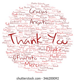 Vector concept or conceptual abstract thank you word cloud in different languages or multilingual for education or thanksgiving day, metaphor to appreciation, multicultural, friendship, tourism travel