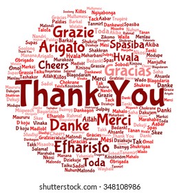 Vector concept or conceptual abstract thank you word cloud, different languages or multilingual for education or thanksgiving day, metaphor to appreciation, multicultural, friendship, tourism travel