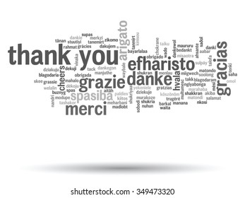 Concepto vectorial o abstracto conceptual gracias nube de palabras en diferentes idiomas o multilingüe para la educación o metáfora del Día de Acción de Gracias a la apreciación, multicultural, la amistad, el turismo viajar