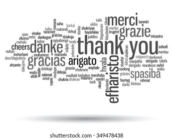 Vector concept or conceptual abstract thank you word cloud in different languages or multilingual for education or Thanksgiving Day metaphor to appreciation, multicultural, friendship, tourism travel