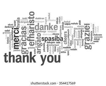 Vector concept or conceptual abstract thank you word cloud in different languages or multilingual for education or Thanksgiving Day metaphor to appreciation, multicultural, friendship, tourism travel