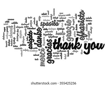 Vector concept or conceptual abstract thank you word cloud in different languages or multilingual for education or Thanksgiving Day metaphor to appreciation, multicultural, friendship, tourism travel