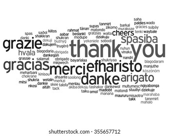 Vector concept or conceptual abstract thank you word cloud in different languages or multilingual for education or Thanksgiving Day metaphor to appreciation, multicultural, friendship, tourism travel