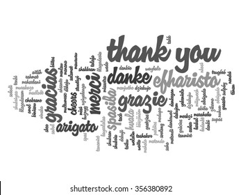 Vector concept or conceptual abstract thank you word cloud in different languages or multilingual for education or Thanksgiving Day  metaphor to appreciation, multicultural, friendship, tourism travel