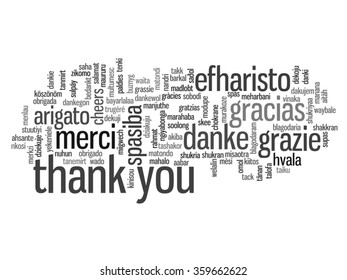 Vector concept or conceptual abstract thank you word cloud in different languages or multilingual for education or thanksgiving day, metaphor to appreciation, multicultural, friendship, tourism travel