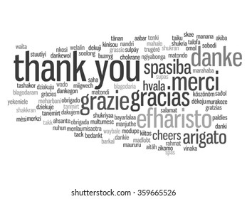 Vector concept or conceptual abstract thank you word cloud in different languages or multilingual for education or Thanksgiving Day metaphor to appreciation, multicultural, friendship, tourism travel