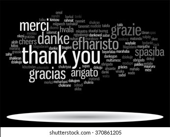 Vector concept or conceptual abstract thank you word cloud in different languages or multilingual for education or Thanksgiving Day metaphor to appreciation, multicultural, friendship, tourism travel