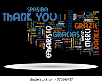 Vector concept or conceptual abstract thank you word cloud in different languages or multilingual for education or thanksgiving day, metaphor to appreciation, multicultural, friendship, tourism travel