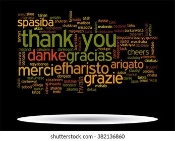 Vector concept or conceptual abstract thank you word cloud in different languages or multilingual for education or thanksgiving day, metaphor to appreciation, multicultural, friendship, tourism travel