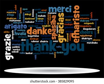 Vector concept or conceptual abstract thank you word cloud in different languages or multilingual for education or Thanksgiving Day
