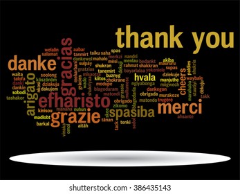 Vector concept or conceptual abstract thank you word cloud in different languages or multilingual for education or Thanksgiving Day