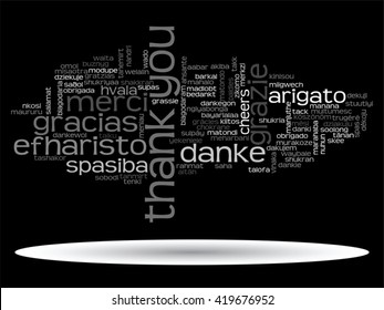 Vector concept or conceptual abstract thank you word cloud in different languages or multilingual for education or thanksgiving day, metaphor to appreciation, multicultural, friendship, tourism travel