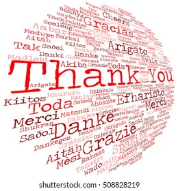 Vector concept or conceptual abstract thank you word cloud in different languages or multilingual for education or Thanksgiving Day metaphor to appreciation, multicultural, friendship, tourism travel