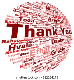 Vector concept or conceptual abstract thank you word cloud in different languages or multilingual for education or Thanksgiving Day metaphor to appreciation, multicultural, friendship, tourism travel
