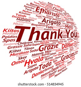 Vector concept or conceptual abstract thank you word cloud in different languages or multilingual for education or Thanksgiving Day metaphor to appreciation, multicultural, friendship, tourism travel