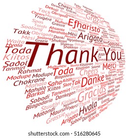 Vector concept or conceptual abstract thank you word cloud in different languages or multilingual for education or Thanksgiving Day metaphor to appreciation, multicultural, friendship, tourism travel