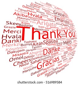 Vector concept or conceptual abstract thank you word cloud in different languages or multilingual for education or Thanksgiving Day  metaphor to appreciation, multicultural, friendship, tourism travel