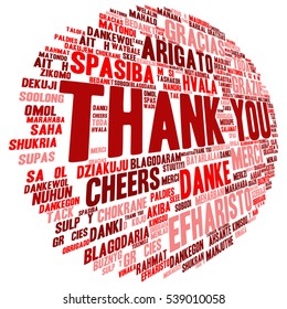 Vector concept or conceptual abstract thank you word cloud in different languages or multilingual for education or Thanksgiving Day, metaphor to appreciation, multicultural, friendship, tourism travel