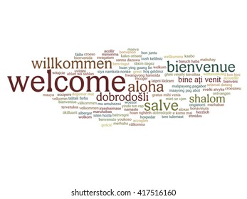 Vector concept or conceptual abstract welcome or greeting international word cloud in different languages or multilingual