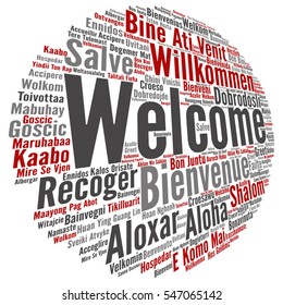 Vector concept conceptual abstract welcome greeting international word cloud in different languages or multilingual isolated metaphor to world, foreign, worldwide, travel, translate, vacation tourism