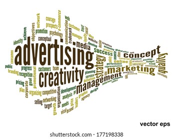 Vector concept or conceptual abstract word cloud on white background as metaphor for business, trend, media, focus, market, value, product, advertising or customer. Also for corporate wordcloud