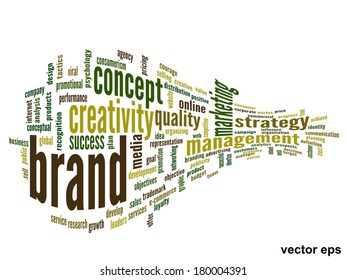 Conceito vetorial ou palavra abstrata conceitual nuvem no fundo branco como metáfora para negócios, tendência, mídia, foco, mercado, valor, produto, publicidade ou cliente. Também para nuvem de palavras corporativa