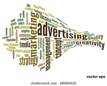 Vector concept or conceptual abstract word cloud on white background as metaphor for business, trend, media, focus, market, value, product, advertising or customer. Also for corporate wordcloud