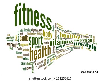 Vector concept or conceptual abstract word cloud on white background as metaphor for health, nutrition, diet, wellness, body, energy, medical, fitness, medical, gym, medicine, sport, heart or science