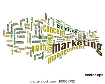 Vector concept or conceptual abstract word cloud on white background as metaphor for business, trend, media, focus, market, value, product, advertising or customer. Also for corporate wordcloud
