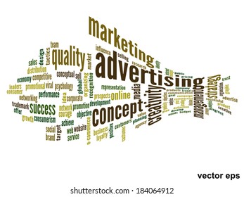 Conceito vetorial ou palavra abstrata conceitual nuvem no fundo branco como metáfora para negócios, tendência, mídia, foco, mercado, valor, produto, publicidade ou cliente. Também para nuvem de palavras corporativa